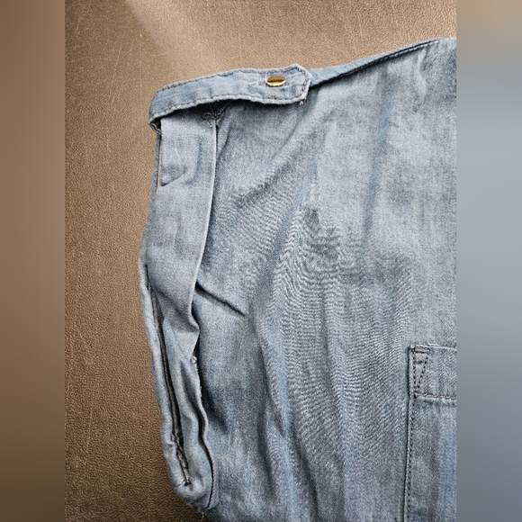 NWT - Ellen Tracy Denim V Neck Button Front Midi Dress w Tie Belt Waist -Size M - Picture 3 of 14